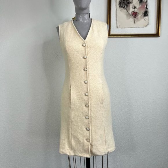 St. John Dresses & Skirts - St John Santana Knit Button Logo Shift Dress